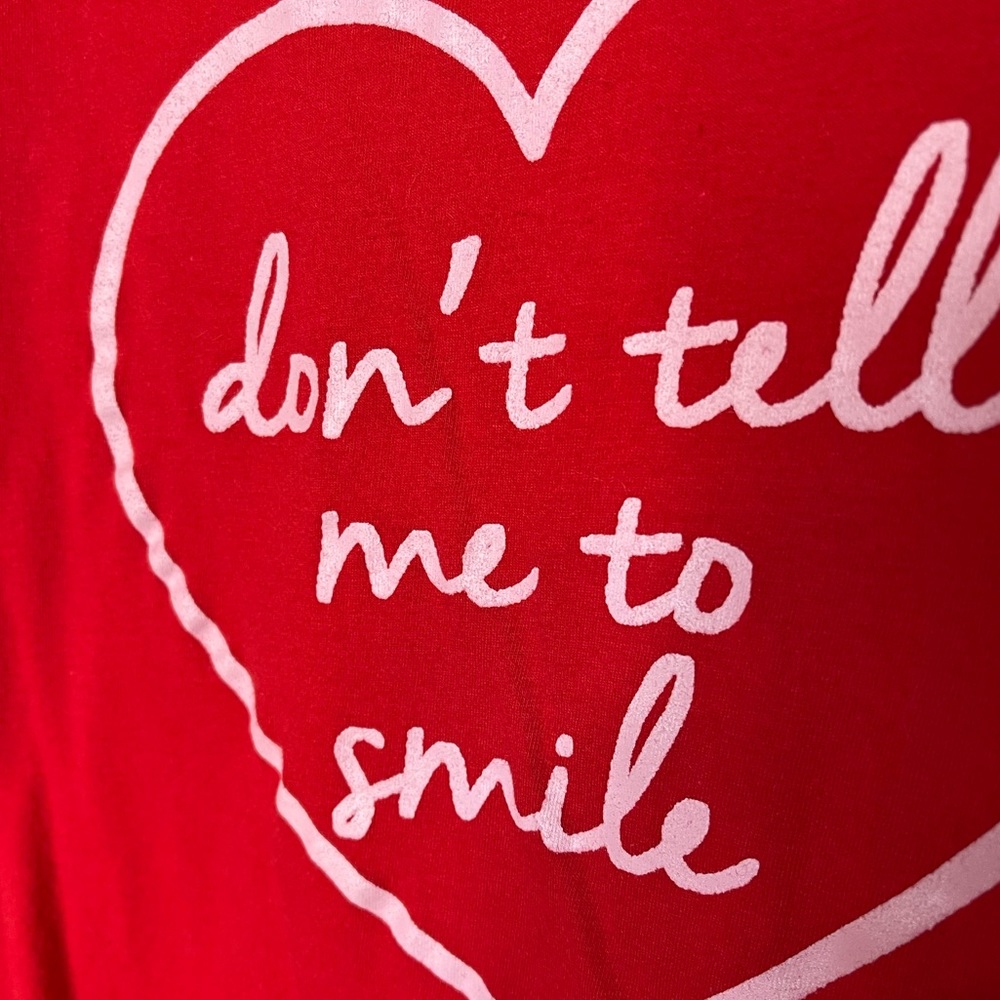 Nasty Gal “Don’t Tell Me to Smile” Tee Red Size Small - Picture 4 of 5